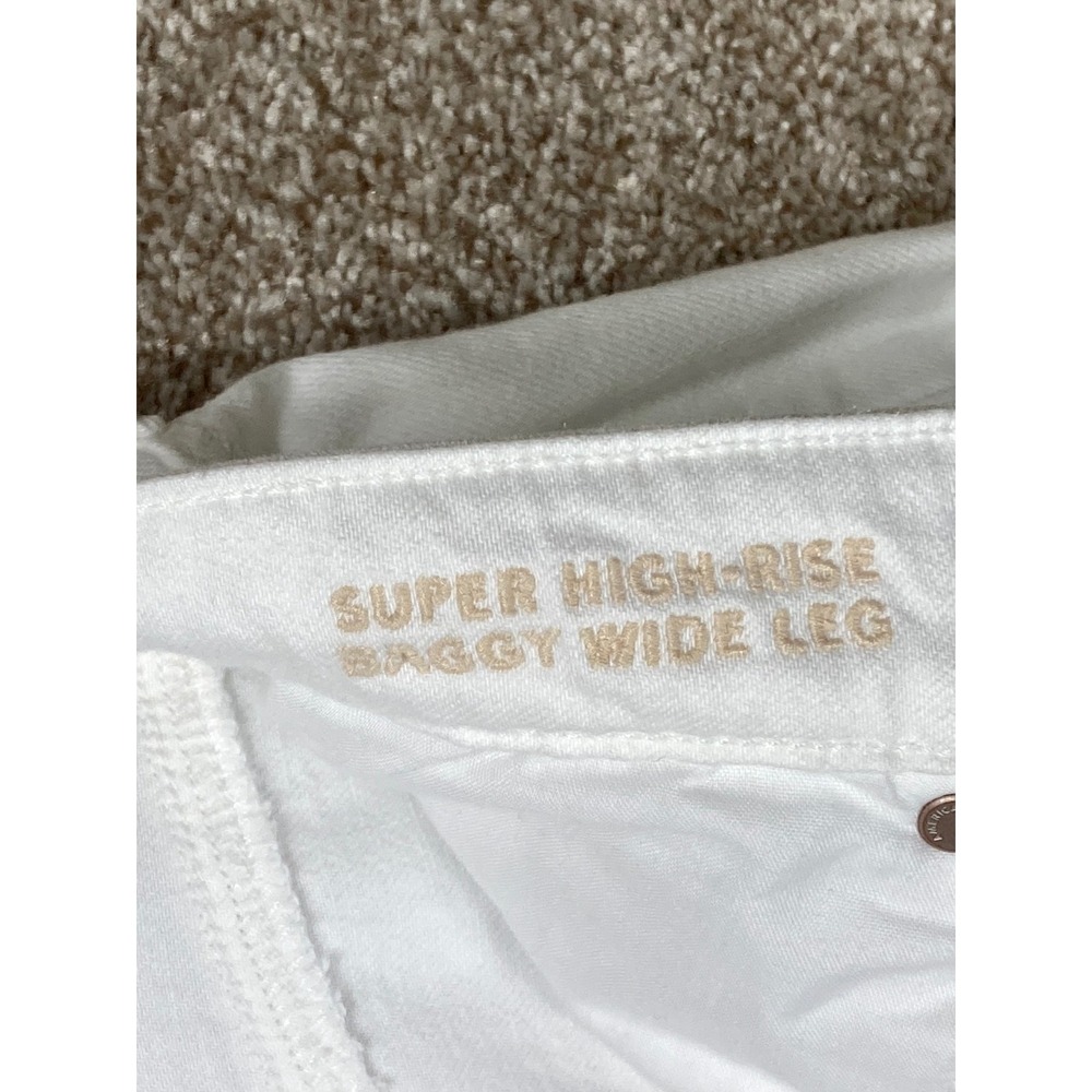 American Eagle Super High Rise Baggy Wide Leg Cargo Jeans Womens Sz 12 White Y2K - Picture 6 of 11